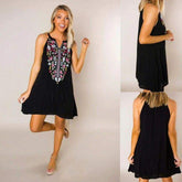 WomenBoho Floral Sleeveless Dress Bohemian Summer Holiday Party Beach Casual Short Mini Dress Sundress